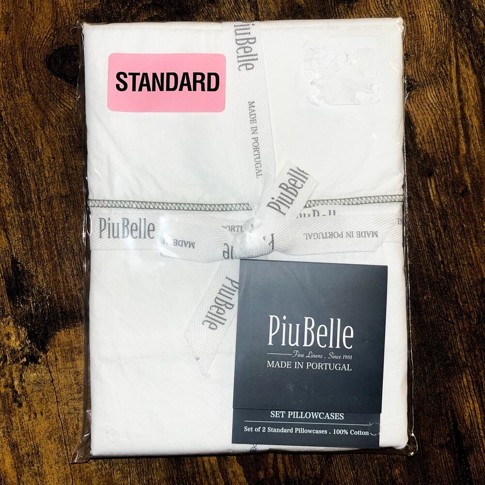 NEW Piu Belle Fine Linens Portugese Cotton Standard Pillowcases - Set of 2